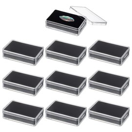 BENECREAT 12Pcs Plastic Gemstone Storage Boxes, 2.24x1.46x0.59inch Rectangle Clear Jewelry Box with Black Sponge for Gemstone, Jewelry, Crystal Diamond Accessories Display
