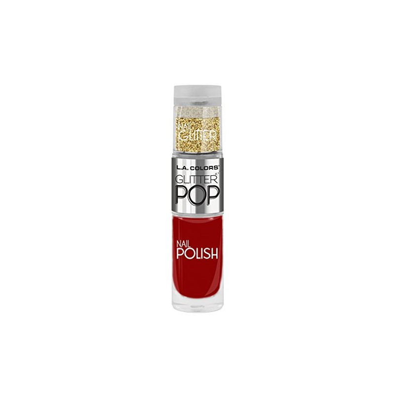 L.A. COLORS Glitter Pop Nail Polish, Star Struck-Red, 0.17 Fluid