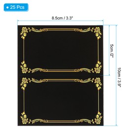 PATIKIL 25 Pack Reserved Table Signs, Gold Edge Printing Tables Tent Blank Card, Black