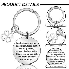 ZILZUFA Lucky Charm Keyring Motivational Gifts Courage Gift Key Ring Encouragement Gift for Girlfriend Boyfriend Colleague Birthday