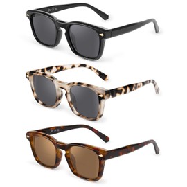 JM Sonnenbrille Mit SehstäRke Damen Herren, Klassisch Bifokale Sonnenbrille Quadratisch Lesebrille UV-Schutz +1.5