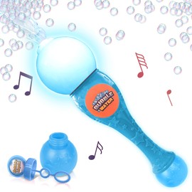 ArtCreativity Bubble Wand for Kids Toys, Light Up Automatic Bubble Blower Maker Wand with LED & Music, Toddler Bubble Toy, Fluid & Batteries Included, Great Gift Idea, Bubbles Party Favor – Blue