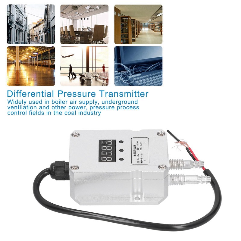 Differential Pressure Transmitter 0‑0.5kpa Digital Display Wind Detection Silver 4‑20mA