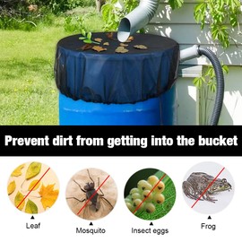 mizikuu Pack of 4 Rain Butt Net, 95 cm Rain Barrel Net Cover, Adjustable Rain Butt Protective Cover with Drawstring Protective Net Mosquito Protection Against Leaves, Mosquitoes and Mosquito Larva