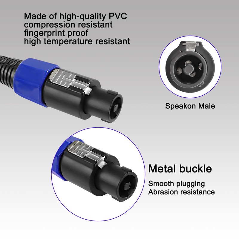 MEIRIYFA Speakon to 1/4 Mono Speaker Cable, 6.35 mm (1/4