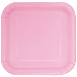 Unique 30881EU Square Environmentally Friendly Paper Plates, 23 cm, Light Pink Colour Pack of 14, Light Pink, Pack of 14 (1 Pack)