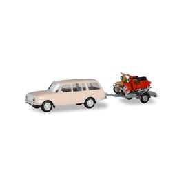 herpa Wartburg 353 420419 Tourist with Trailer and 2 x Simson, Multi-Coloured