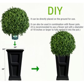 QIANYUN Artificial Plants Outdoor-14Inch Fake Plants Faux Boxwood Plants Outdoor- UV Resistant Shrub for Outdoor/Indoor Decor, Perfect for Porch, Garden, and Backyard