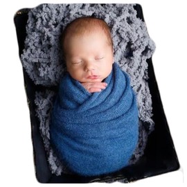 Newborn Photo Props Blanket Backdrop Photography for Babies Cloth Backdrops Stretch Wrap Baby Boy Girl Photo Shoot Outfits (Blue, Small)