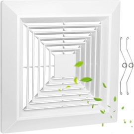 HSSHSYA 9x9Bathroom Exhaust Fan Cover with Springs Replacement Parts,ABS Plastic Square Ceiling Laminar Air Flow Air Conditioning Grilles Diffusers,Air Diverter,vent cover,Ventilation Fan (1, 9in)