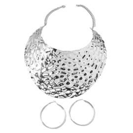 LifflyLadys Chunky Gold Bubble Choker Necklace for Women African Jewelry Sets Fashion Big Earrings Statement Necklaces Collar Bib Costume Accessories for Party Anniversary