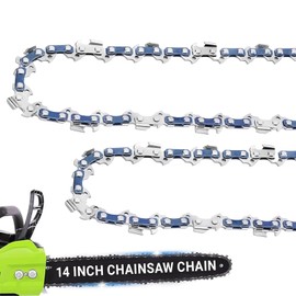 2 Pack 14 Inch Chainsaw Chain - 3/8" LP Pitch .050" Gauge 52 Drive Links - Manganese Steel Low-Kickback Chains for Husqvarna 120, Echo CS-310, Ryobi RY3714, Craftsman, Poulan & More（Pre lubrication）
