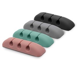 Ringke Silicone Cable Organizer for Cable Management, Durable Flexible Cord Organizer, Powerful Adhesive Cable Clips - 4 Pack