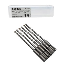 1/4-Inch Carbide-Tipped SDS-Plus Rotary Hammer Drill Bit for Concrete, Brick, Stone, Pack of 6