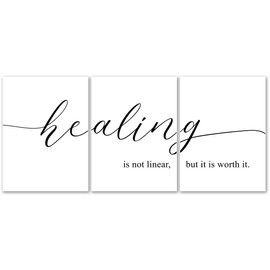 Healing is not Linear, Set of 3 Poster Prints, Home Wall Décor, Motivational/Inspirational Quote, Multiple Sizes (11 x 14 Inches)