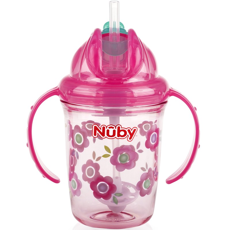 Nuby Tritan No Spill Flip N' Sip Twin Handle Printed