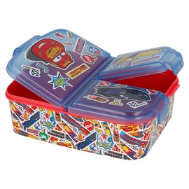 OM SUPPLIES Cars Reusable Sandwich Lunch Box 3 Multi Compartment Kids Children School Includes Cars Keychain (Cars)