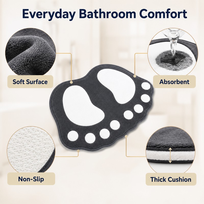 Cartoon Flannel Bathroom Mat – Soft Absorbent Non-Slip Floor Mat
