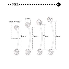 Hoeudjo Pregnancy Belly Rings Maternity Belly Button Rings Plastic Long Bar Navel Ring for Maternity Sport Pregnant Women Different Length 18/32/35/38mm White