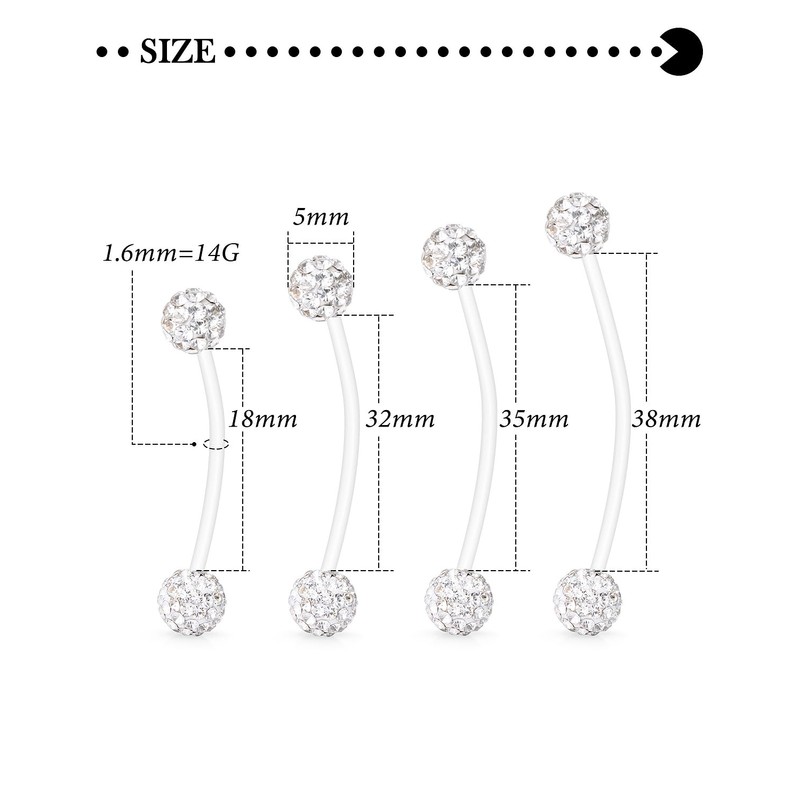 Hoeudjo Pregnancy Belly Rings Maternity Belly Button Rings Plastic Long
