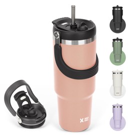 SKIASE Tumbler Water Bottle with Straw with Lid for Outdoor Use with Handle