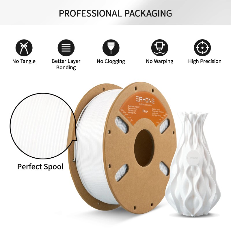ERYONE PLA Plus 3D Filament 1.75MM Diameter 1kg ManufacturerColor: White