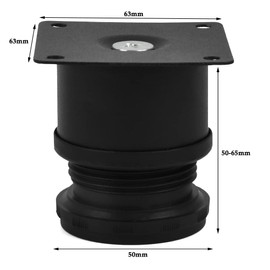 TIMESETL Set of 4 Furniture Feet, Black, Adjustable Legs, 50 mm Height, Cabinet Legs, Stainless Steel, Thickened Table Legs, Furniture Legs, Cabinet Legs with 16 Stainless Steel Screws