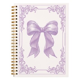 ULEGIE Bow Coquette Notebook Journal, Preppy Notebook, Girly Notebook, Pink Aesthetic Notebook, Pink Desk Accessories for Women, Preppy Office Supplies, Hardcover Spiral Notebook 5.5x8.3（Purple