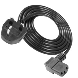 YACSEJAO 2M UK Computer Power Cable 3 Pin UK Plug to 90 Degree IEC C13 (BS 1363 to C13) Kettle Lead for TV, PC, Monitor, Printers Power Supply (Right Angle)