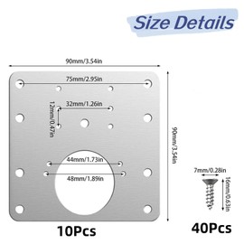Hinges Repair Plate,Stainless Steel Hinges Repair Brackets with Holes,Kitchen Door Hinge Repair Plate (10)