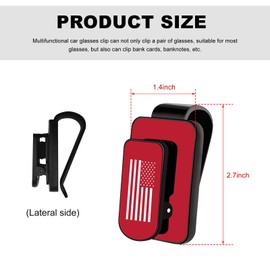 SHMZK Sunglass Holder for Car Visor, US Flag Metal Classic Sunglasses Hanger Mount Clip, Multi-Function Ticket Card Storage American Flag Eyeglasses Organizer for Car Truck SUV (Black & Red)