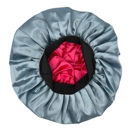 Fashiella Satin Sleeping Bonnet Double Layer Hair Cap 30cm Large Washable Soft Comfortable All Hair Handmade Night Head Cap for Curly Hair (Light Grey - 1 Piece)