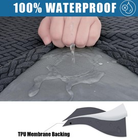 Smiry Waterproof Couch Cushion Covers, Stretch Jacquard Thick Sofa Cushion Covers, Washable Seat Slipcover Elastic Furniture Protector for Pets, Kid (Back Cover L, Dark Grey)