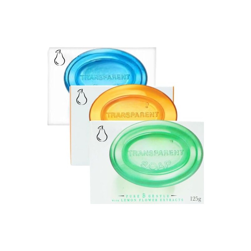 3 x 125g Transparent Glycerin Soap Bars – Natural Oils
