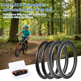 2 Pack 20x2.125 Bicycle Tires and Tubes Set, 57-406 20 Inch Bike Tire Replacement with Repair Kit, Knobby Rubber Tread for Kids BMX, Cruiser, Gravel MTB (2 Pack 20x2.125 Bike Tires and Tubes)