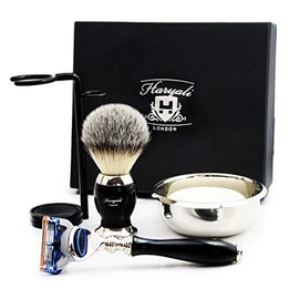 5 pieces shaving kit gift for men (5 edge razor, brush, bowl, stand) brand field
