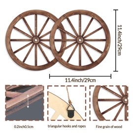 COLOR VALLEY ART Western Decor Wagon, Set of 2 Wheel Wall Decor Rustic Home Decorations for Cowboy Cowgirl Party Bar Garage, Wooden Country Decor Indoor Outdoor, 11.4x11.4Inch