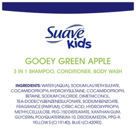 Suave Kids Shampoo, Conditioner, Body Wash 3 in 1 for Ease Gooey Green Apple Tear-Free 10 oz