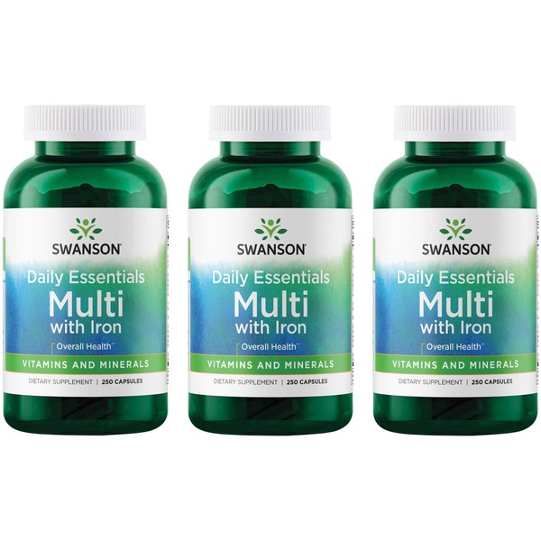 Swanson Multi and Mineral Daily Men's Women's Multivitamin Multimineral Health Supplement 250 Capsules (Caps) (3 Pack)
