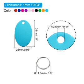 PATIKIL Aluminum Stamping Blanks 1.5 x 1 Inch, 10Pcs Oval Metal Engraving Blank Discs Sublimation ID Name Tags Dog Tag with Key Rings for DIY Craft Engraving, Multicolor