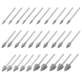 uxcell Diamond Grinding Burrs Drill Bit 1/8 Inch Shank 4/5/6/8/10/12mm Dia Conical Diamond Mounted Points Bit for Carving Polishing Jade Jewelry Amber Stone Beeswax Glass 1 Set