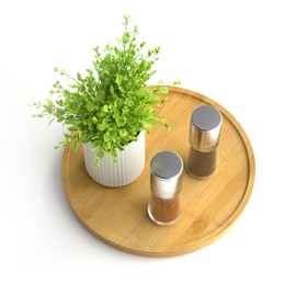 Homerays Bamboo Turntable Organiser Lazy Susan, Turntable Kitchen Organiser 22 cm, Non-Slip Spice Rack Rotatable for Kitchen Pantry Cabinet Table Worktop Bamboo