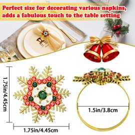 ZeeDix Xmas Colorful Snowflake Christmas Napkin Rings Set of 8, Napkin Holders Rings for Christmas Dinner Table Decor Cloth Napkins, Wedding Receptions, Holiday Party, Banquet and Home Kitchen
