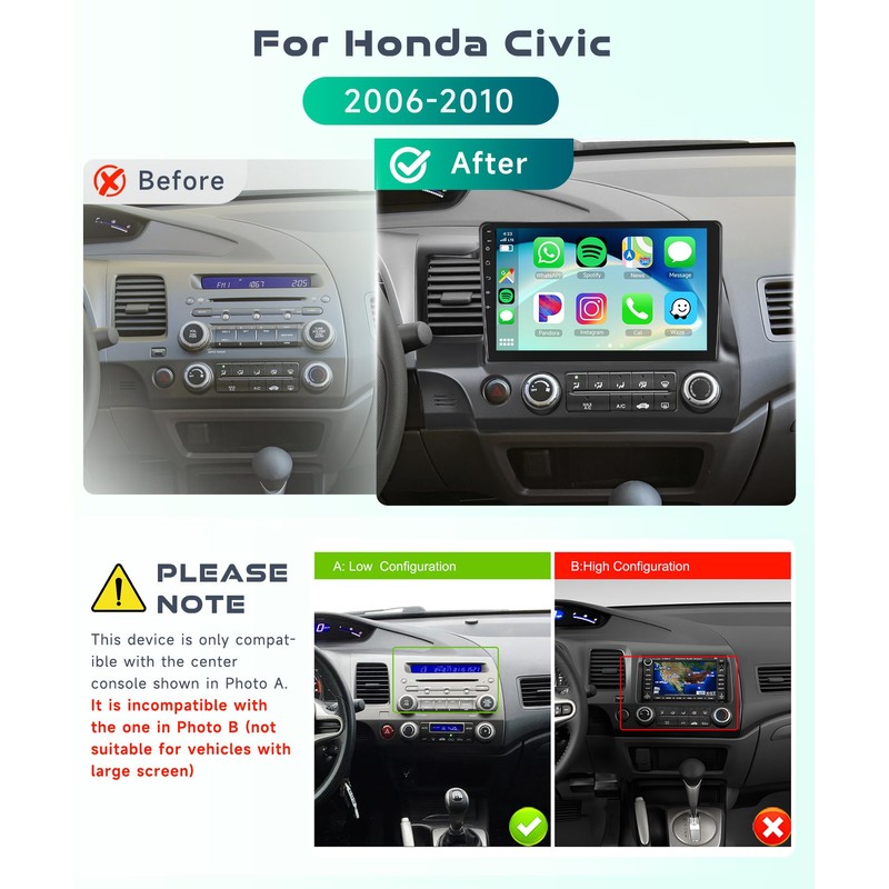 【4G+64G】 for Honda Civic 2006 2007 2008 2009 2010 2011