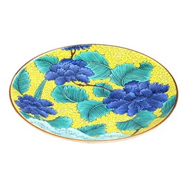 Kutani Ware Blue Suburban Kiln No. 5 Plate, Peony in Old Kutani Seotepo MC-503