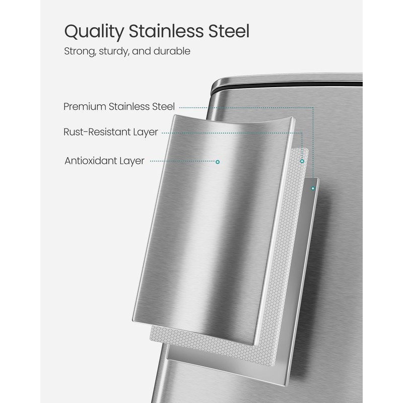 SONGMICS Kitchen Trash Can, 8-Gallon (30 L) Trash Bin, Stainless