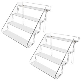 Sezanrpt Clear Acrylic Display Risers Stand Set of 2, Perfume Organizer Holder And Storage, Acrylic Cupcake Stand, Tiered Display Shelf for Funko Pop, Collections, Spice, Nail Polish, 9x8.3x6.7 inch
