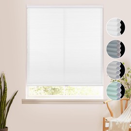 Homebox Cordless Cellular Shades for Home Office, Thermal Insulated Lighting Filtering Room Darkening Window Blinds, Honeycomb Shades for Windows White 23" W×64" H