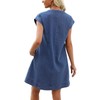 POTILI Denim Dress for Women,V Neck Jean Dresses Short Sleeves