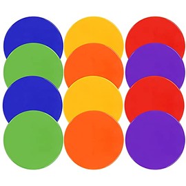 SIFENYU Spot Markers 9 Inch 12pcs Rubber Agility Dots Flat Cones Non Slip Sports Dots Floor Spots Agility Markers for Kids Soccer Football Basketball Speed Agility Training, Classroom Activities